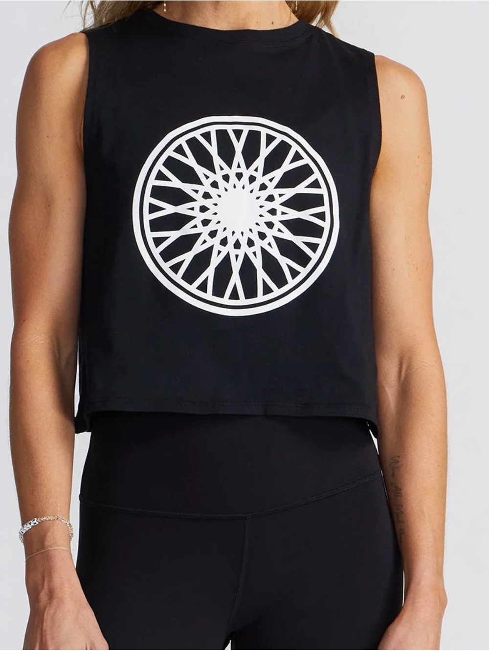 NWT Women's Black Graphic Soulcycle Crop Tank Top